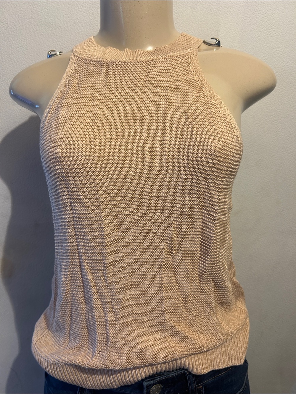 Women’s Beige Knit Halter Tank Top